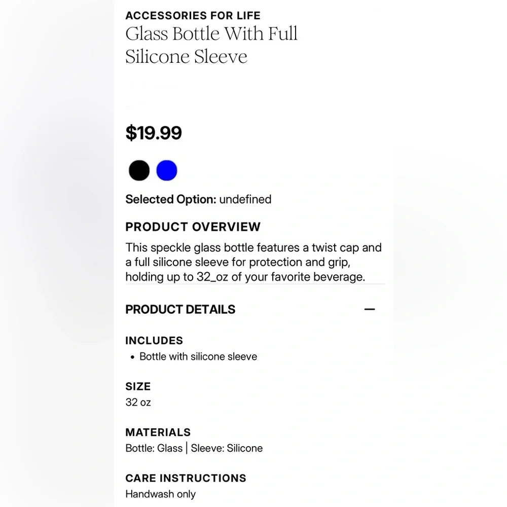 32 oz Glass Water Bottle with Blue Confetti Silicon Sleeve - Picture 12 of 16